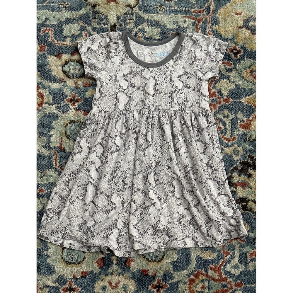 Bestaroo Dress Kids 4T Grey Snakeskin Print Modal Short Sleeve EUC
